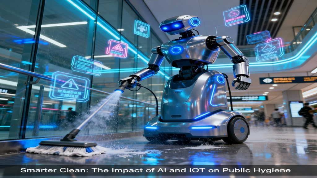 Blog cover for Smarter Clean, on the impact of AI and IoT on public hygiene