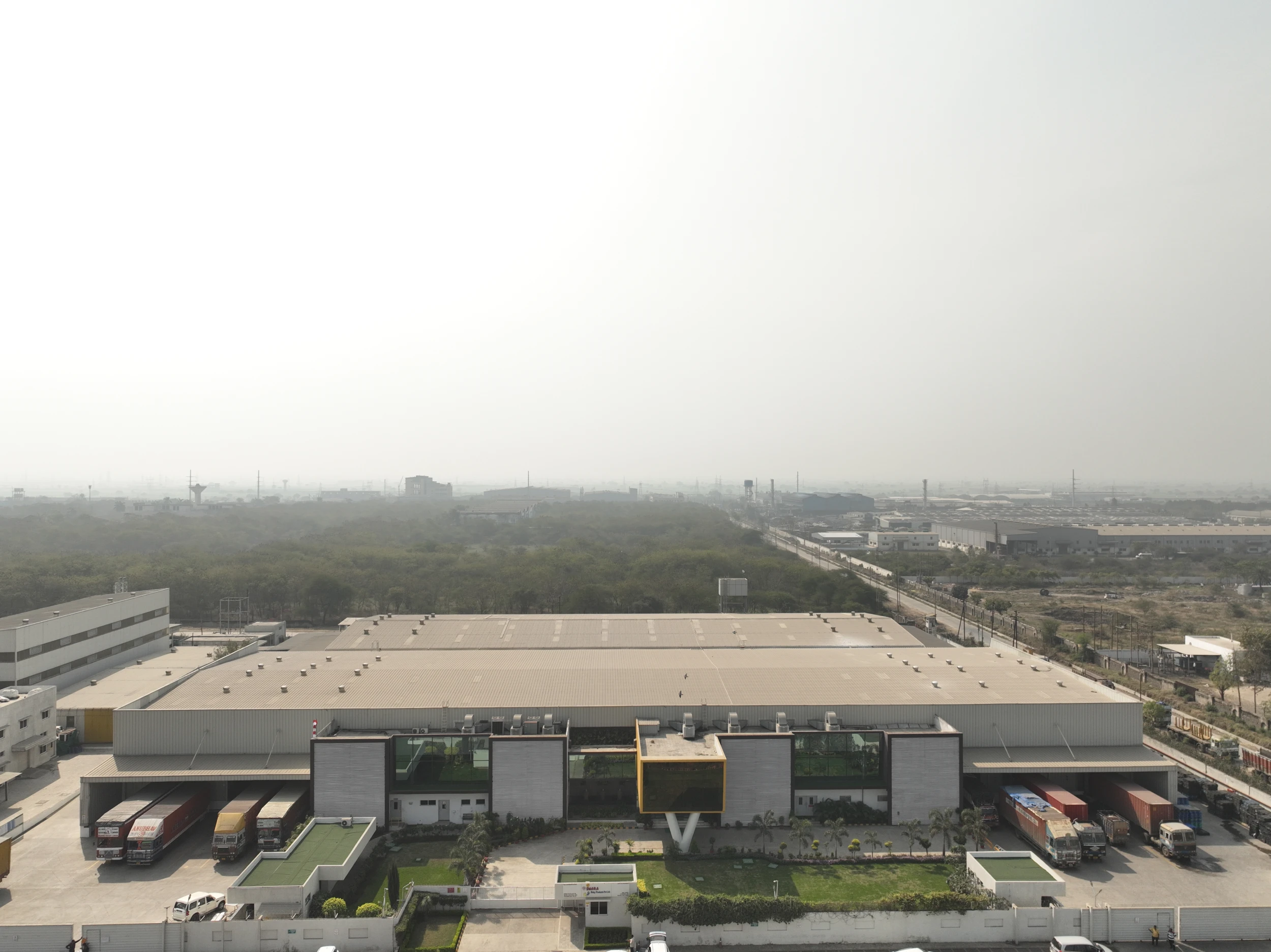 Drone view of the Swara Baby Group manufacturing plant and surrounding land